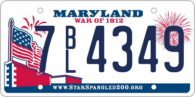 MD license plate 7BL4349