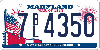 MD license plate 7BL4350