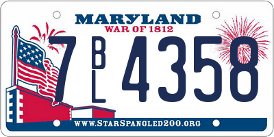MD license plate 7BL4358