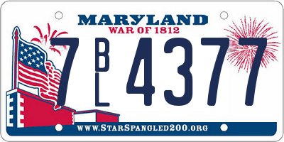 MD license plate 7BL4377