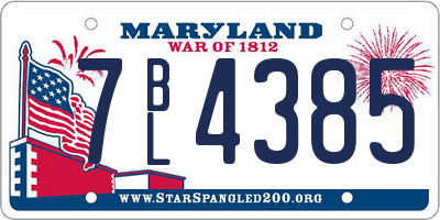 MD license plate 7BL4385