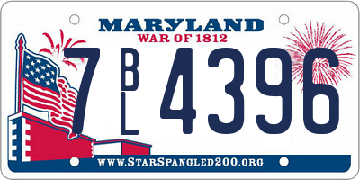 MD license plate 7BL4396