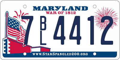 MD license plate 7BL4412