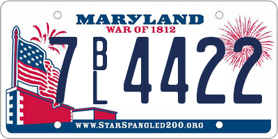 MD license plate 7BL4422