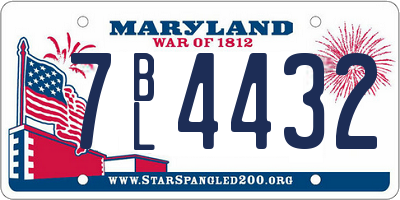MD license plate 7BL4432