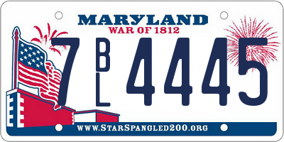MD license plate 7BL4445