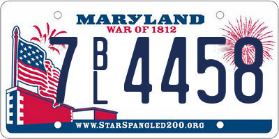 MD license plate 7BL4458