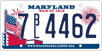 MD license plate 7BL4462