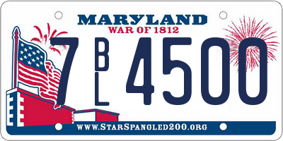 MD license plate 7BL4500