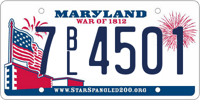 MD license plate 7BL4501