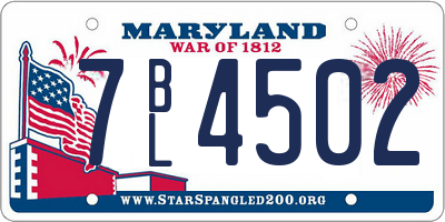 MD license plate 7BL4502