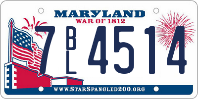 MD license plate 7BL4514