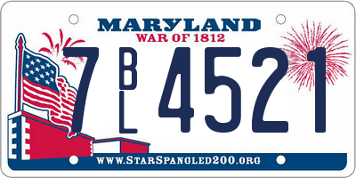 MD license plate 7BL4521