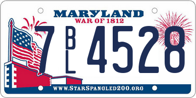 MD license plate 7BL4528