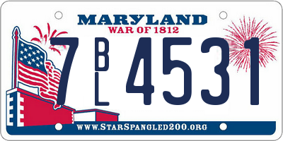 MD license plate 7BL4531