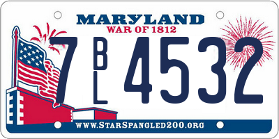 MD license plate 7BL4532