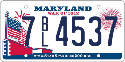 MD license plate 7BL4537