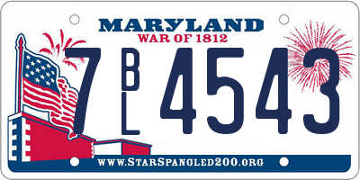 MD license plate 7BL4543