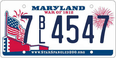 MD license plate 7BL4547