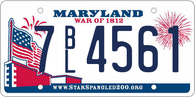 MD license plate 7BL4561