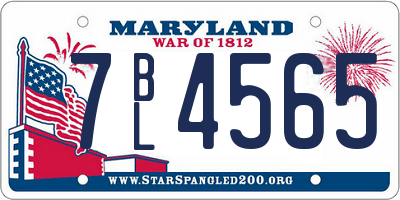 MD license plate 7BL4565