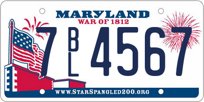 MD license plate 7BL4567