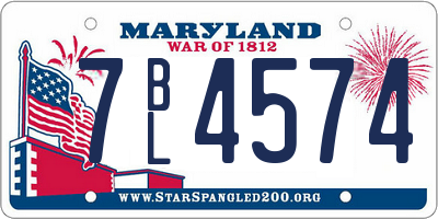 MD license plate 7BL4574