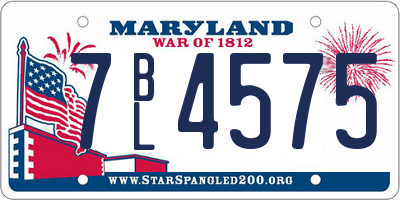 MD license plate 7BL4575