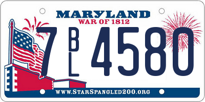 MD license plate 7BL4580