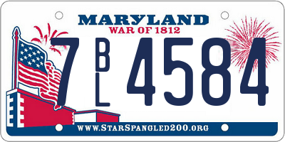 MD license plate 7BL4584