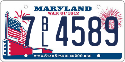 MD license plate 7BL4589