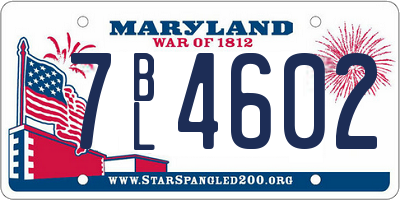MD license plate 7BL4602