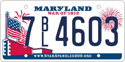 MD license plate 7BL4603