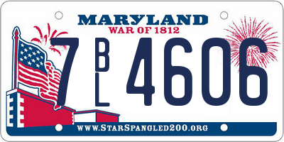 MD license plate 7BL4606