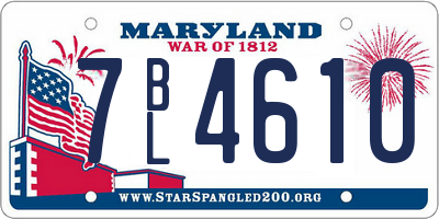 MD license plate 7BL4610