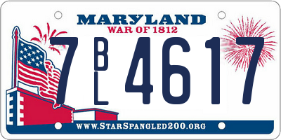 MD license plate 7BL4617