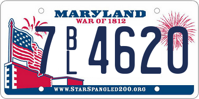 MD license plate 7BL4620