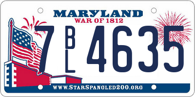 MD license plate 7BL4635