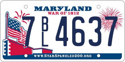 MD license plate 7BL4637