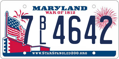MD license plate 7BL4642