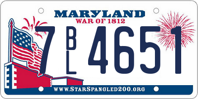 MD license plate 7BL4651