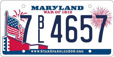 MD license plate 7BL4657