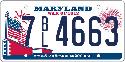 MD license plate 7BL4663