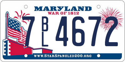 MD license plate 7BL4672