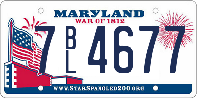MD license plate 7BL4677