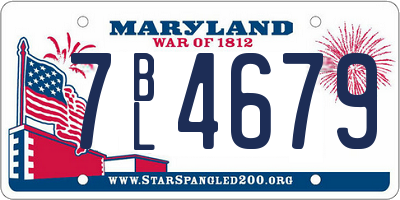 MD license plate 7BL4679