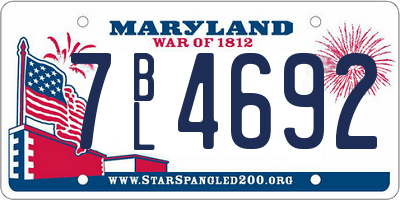 MD license plate 7BL4692