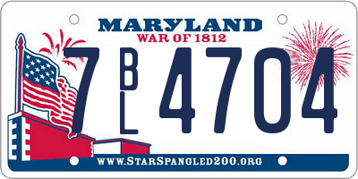 MD license plate 7BL4704