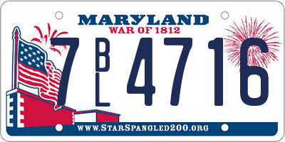 MD license plate 7BL4716