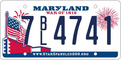 MD license plate 7BL4741